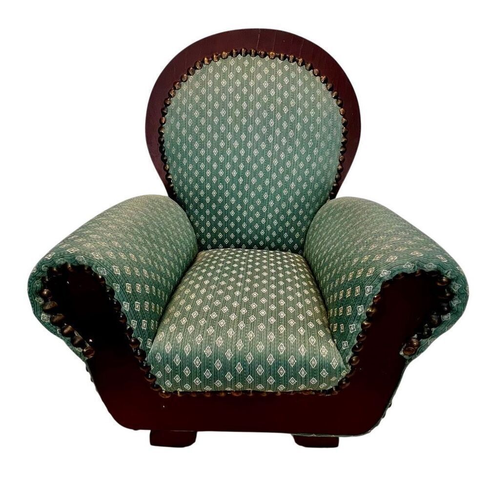Vintage Dayton Hudson Green Upholstered Parlor Armchair American Girl Doll Chair
